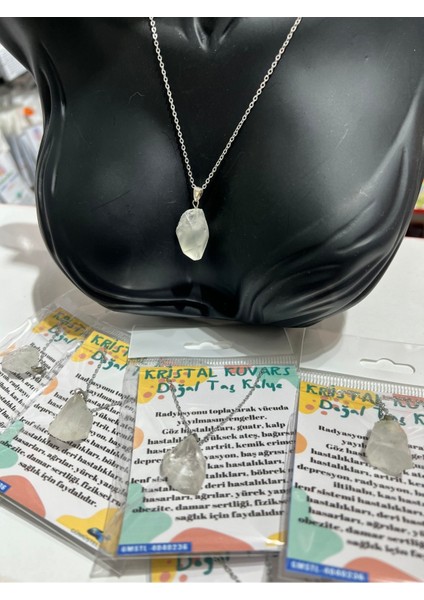 Sertifikalı Orijinal Işlenmemiş Doğal Taş Kristal Kuvars Kolye Sürpriz