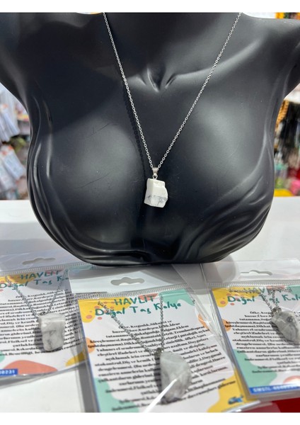 Sertifikalı Orijinal Işlenmemiş Doğal Taş Havlit Kolye Sürpriz fırsatları