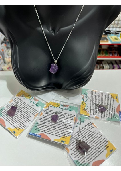 Sertifikalı Orijinal Işlenmemiş Doğal Taş Florit Kolye Sürpriz modelleri