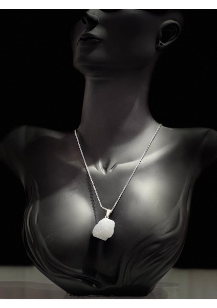 Sertifikalı Işlenmemiş Doğal Taş Kalsedon Kolye