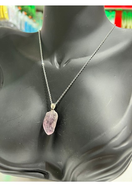 Sertifikalı Orijinal Işlenmemiş Doğal Taş Ametist Kolye Sürpriz