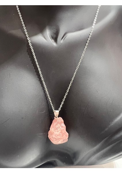 Sertifikalı Orijinal Işlenmemiş Doğal Taş Gül Kuvars Kolye Sürpriz modelleri