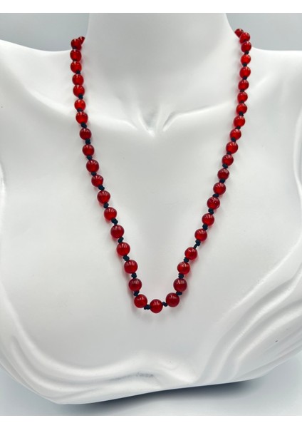 Sertifikalı Doğal Taş Akik Taşı Kolye Aaa Kalite 6mm