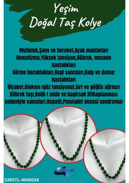 Sertifikalı Doğal Taş Yeşim Taşı Kolye Aaa Kalite 6mm fiyatları