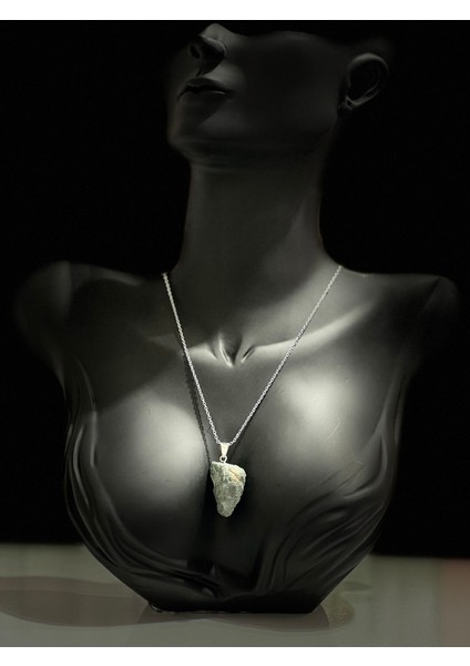 Sertifikalı Orijinal Işlenmemiş Doğal Taş Moss Agate Kolye Unisex