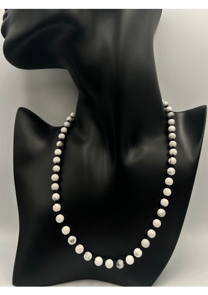 Sertifikalı Doğal Taş Havlit Taşı Kolye 6mm