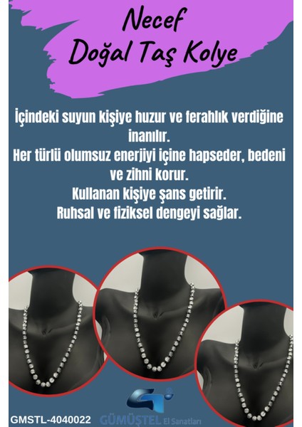 Sertifikalı Doğal Taş Necef Taşı Kolye 6mm fiyatları