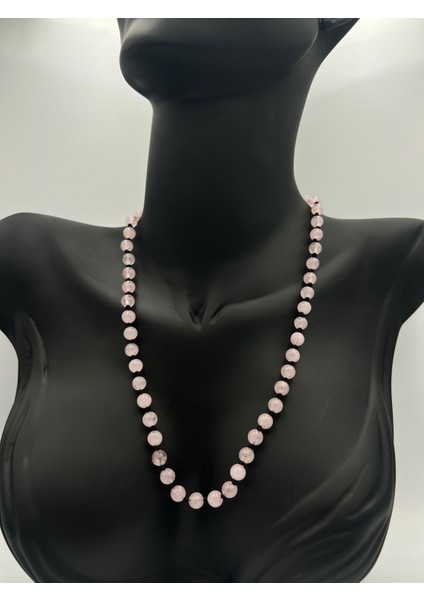 Sertifikalı Doğal Taş Pembe Kuvars Taşı Kolye Aaa Kalite 6mm