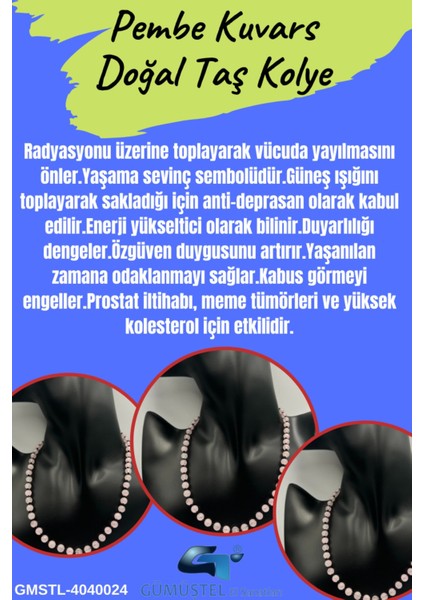 Sertifikalı Doğal Taş Pembe Kuvars Taşı Kolye Aaa Kalite 6mm fiyatları