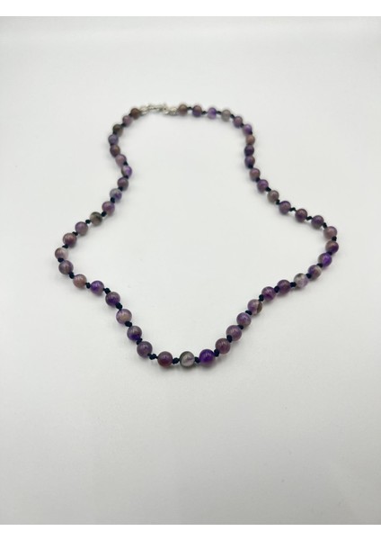 Sertifikalı Doğal Taş Ametist Taşı Kolye 6 mm modelleri