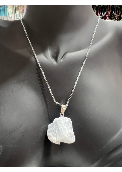 Sertifikalı Işlenmemiş Doğal Taş Kalsedon Kolye modelleri