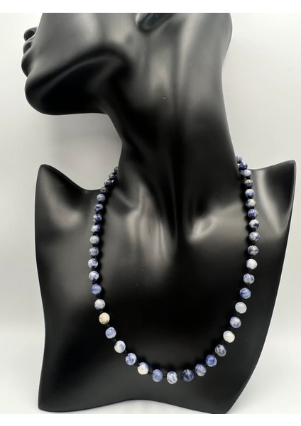 Sertifikalı Doğal Taş Sodalit Taşı Kolye Aaa Kalite 6mm