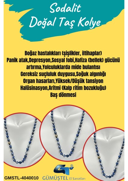 Sertifikalı Doğal Taş Sodalit Taşı Kolye Aaa Kalite 6mm fiyatları