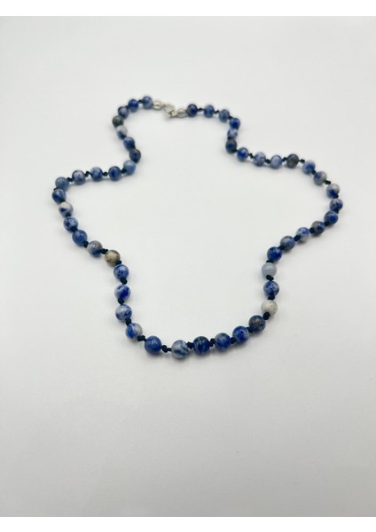 Sertifikalı Doğal Taş Sodalit Taşı Kolye Aaa Kalite 6mm modelleri