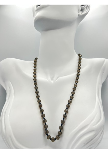 Sertifikalı Doğal Taş Dumanlı Kuvars Taşı Kolye Aaa Kalite 6mm