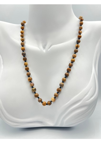 Sertifikalı Doğal Taş Jasper Taşı Kolye Aaa Kalite 6mm