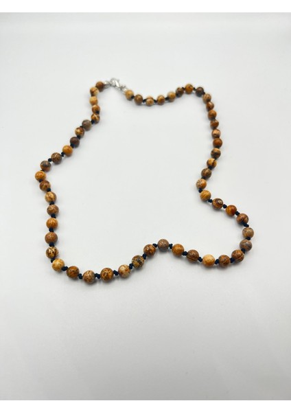 Sertifikalı Doğal Taş Jasper Taşı Kolye Aaa Kalite 6mm modelleri