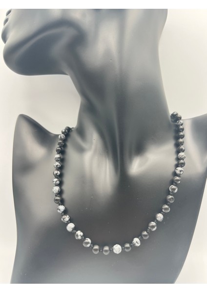 Sertifikalı Doğal Taş Obsidyen Taşı Kolye Aaa Kalite 6mm