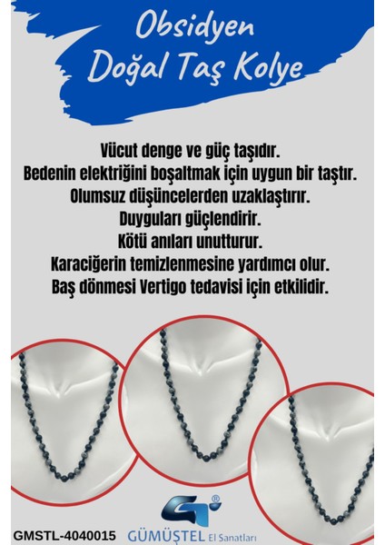 Sertifikalı Doğal Taş Obsidyen Taşı Kolye Aaa Kalite 6mm fiyatları