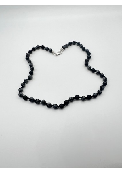 Sertifikalı Doğal Taş Obsidyen Taşı Kolye Aaa Kalite 6mm modelleri