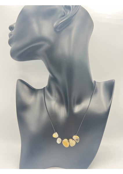 Sertifikalı Sitrin Ham Doğal Taş Kolye Asansörlü Kilit Sistemi Aaa Kalite