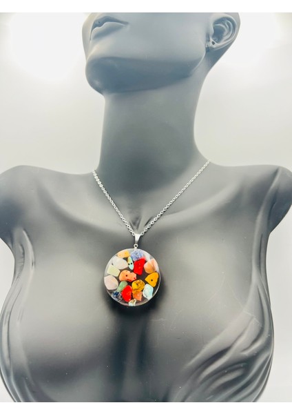 Sertifikalı Doğal Taş Epoksi Kolye