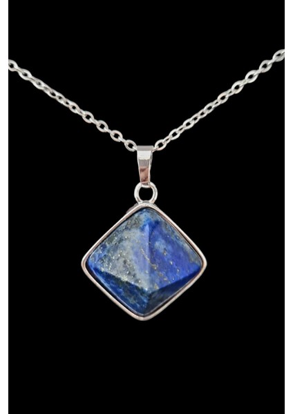 Sertifikalı Lapis Lazuli Doğal Taş Kolye Piramit Özel Kesim Aaa Kalite