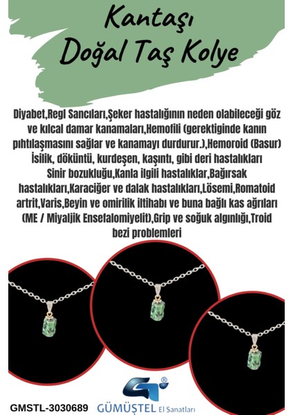 Doğal Taş Dünyası Sertifikalı Kantaşı Doğal Taş Kolye Minimal Sevenler Için Aaa Kalite