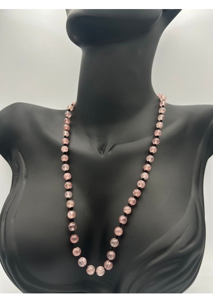 Sertifikalı Doğal Taş Gül (Çilek) Kuvars Taşı Kolye Aaa Kalite 6mm fırsatları