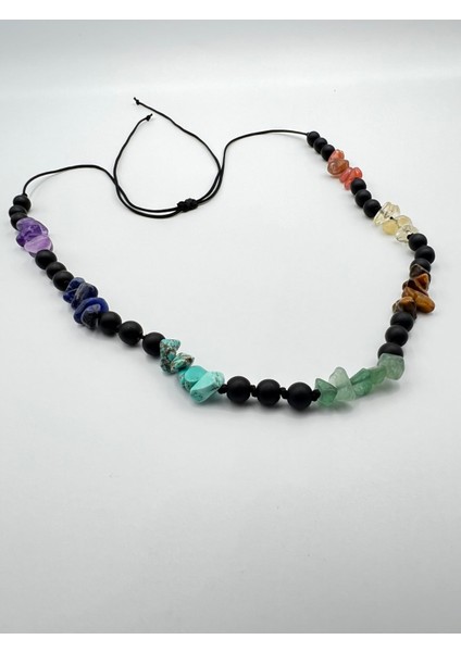 Sertifikalı Doğal Taş 7 Çakra Oniks Taşı Tasarım Kolye modelleri