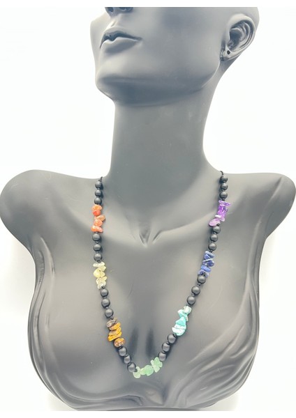 Sertifikalı Doğal Taş 7 Çakra Oniks Taşı Tasarım Kolye fırsatları