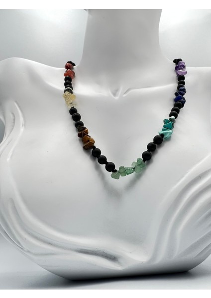 Sertifikalı Doğal Taş 7 Çakra Oniks Taşı Tasarım Kolye indirimleri