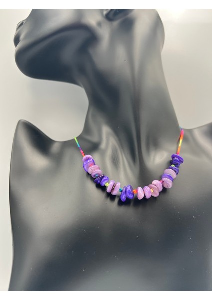 Sertifikalı Mor Sedef Doğal Taş Çocuk Kolye Asansörlü Kilit Sistemi modelleri