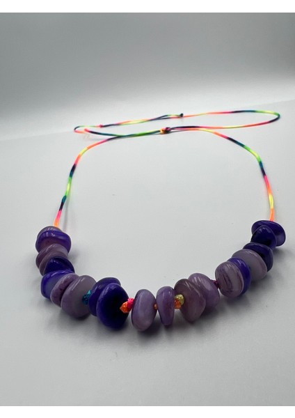 Sertifikalı Mor Sedef Doğal Taş Çocuk Kolye Asansörlü Kilit Sistemi fırsatları