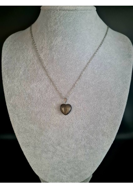 Sertifikalı Doğal Taş Obsidyen Kalp Model Minimal Kolye fırsatları