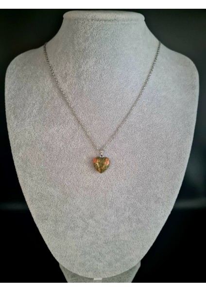 Sertifikalı Doğal Taş Unakit Kalp Model Minimal Kolye Aaa Kalite modelleri