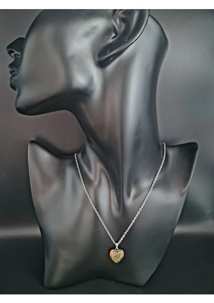 Sertifikalı Doğal Taş Unakit Kalp Model Minimal Kolye Aaa Kalite indirimleri