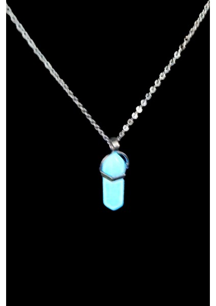 Sertifikalı Kedi Gözü Fosforlu Doğal Taş Pandül Kolye Zincir Dahil Sürpriz