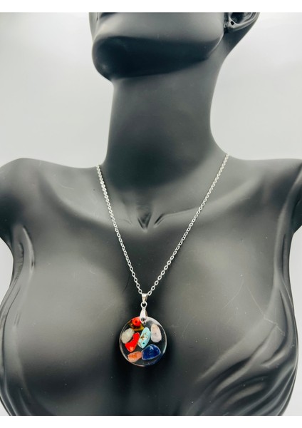 Sertifikalı Doğal Taş Epoksi Kolye