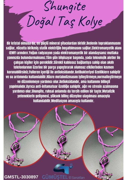 Sertifikalı Shungite Doğal Taş Tasarım Kolye El Yapımı Örgü Model Aaa Kalite fiyatları
