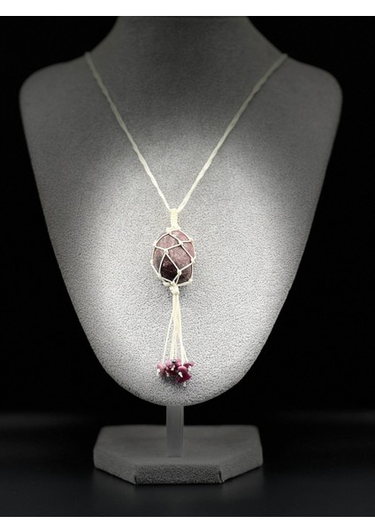 Sertifikalı Yakut Doğal Taş Tasarım Kolye El Yapımı Örgü Model Aaa Kalite