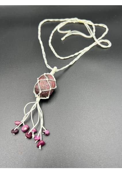 Sertifikalı Yakut Doğal Taş Tasarım Kolye El Yapımı Örgü Model Aaa Kalite indirimleri