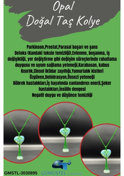 Sertifikalı Opal Doğal Taş Tasarım Kolye El Yapımı Örgü Model fiyatları