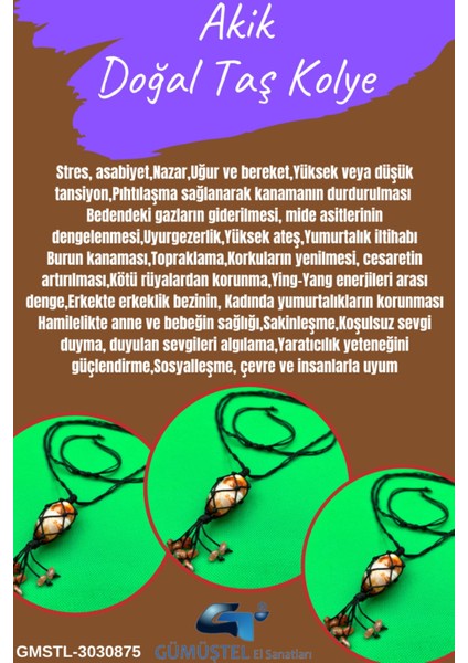 Sertifikalı Akik Doğal Taş Tasarım Kolye El Yapımı Örgü Model Aaa Kalite fiyatları