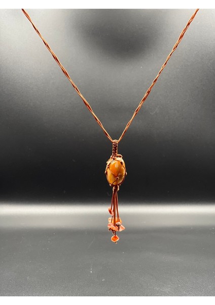 Sertifikalı Akik Doğal Taş Tasarım Kolye El Yapımı Örgü Model Aaa Kalite modelleri