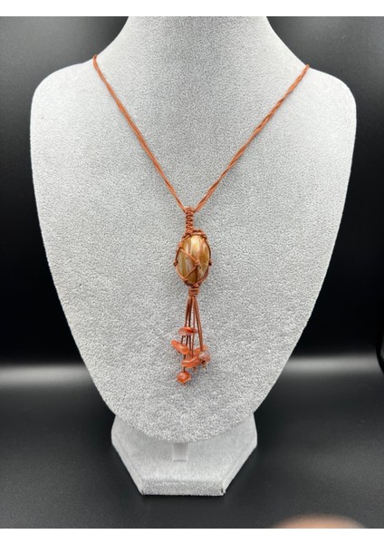 Sertifikalı Akik Doğal Taş Tasarım Kolye El Yapımı Örgü Model Aaa Kalite fırsatları