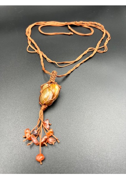 Sertifikalı Akik Doğal Taş Tasarım Kolye El Yapımı Örgü Model Aaa Kalite indirimleri