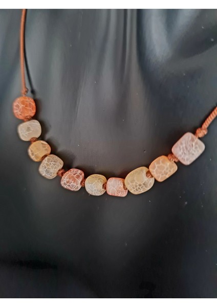 Sertifikalı Küp Akik Doğal Taş Kolye Aaa Kalite modelleri