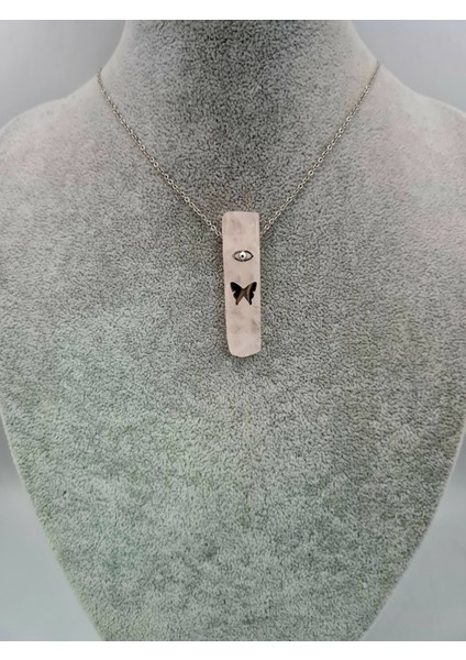 Sertifikalı Doğal Taş Pembe Kuvars Kolye fırsatları