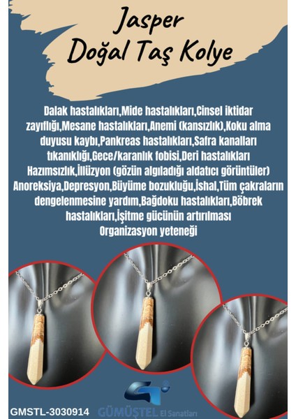 Sertifikalı Jasper Doğal Taş Pandül Kolye Zincir fiyatları